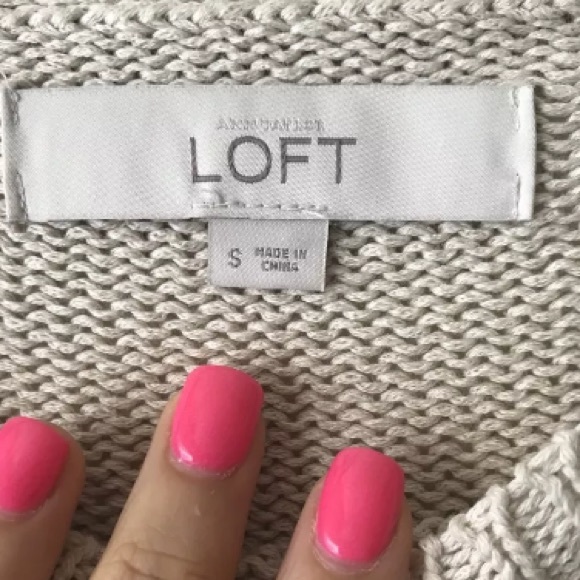 Loft Yellow Beige Striped Crewneck Sweater Top Small - Picture 4 of 5